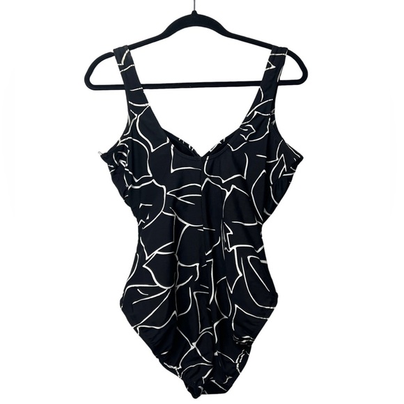 Miraclesuit Escape Tummy Control One Piece Swimsuit Slimming Black Print 16D - Picture 2 of 5
